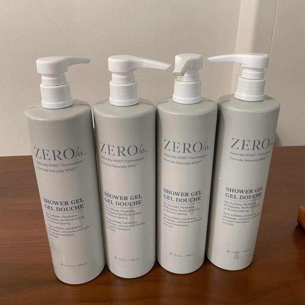 Lot of 4 - Zero% by Gilchrist & Soames Shower gel 15oz Brand New